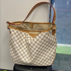Designer Cream Checkered Shoulder Bag